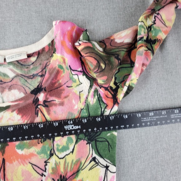 Neiman Marcus Sweater Womens Small Floral Cashmere Scoop Neckline Pullover - Picture 6 of 15